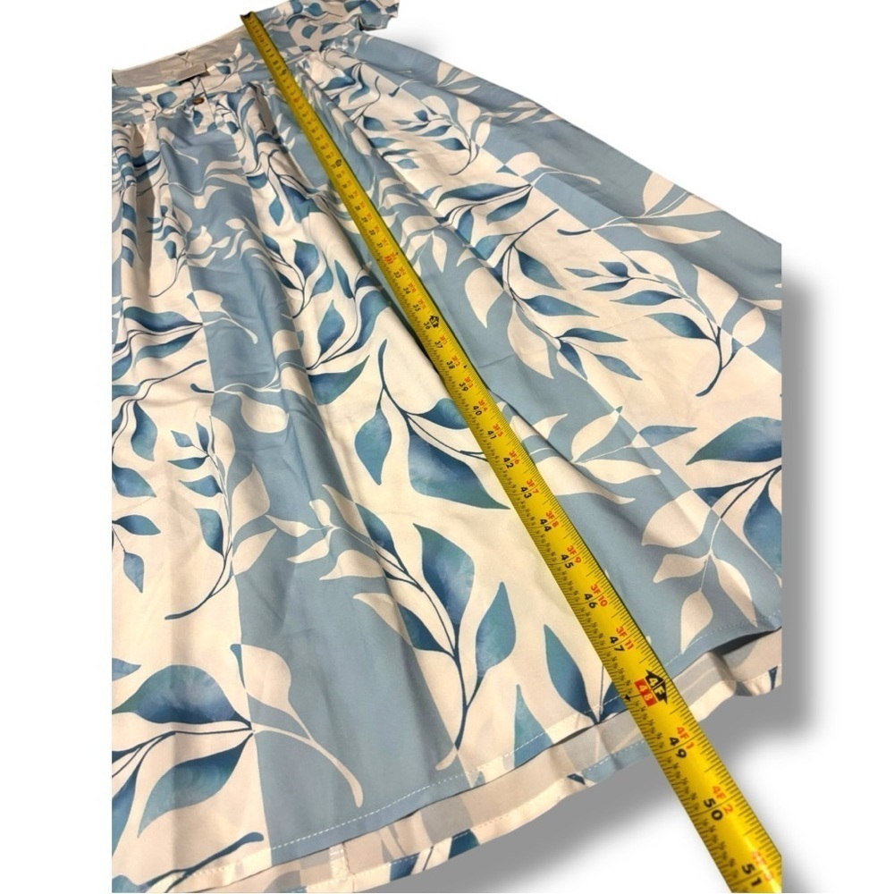 Made With Love Relax Fit Short Sleeve Empire Waist Blue/White Floral Maxi Dress - Picture 10 of 15
